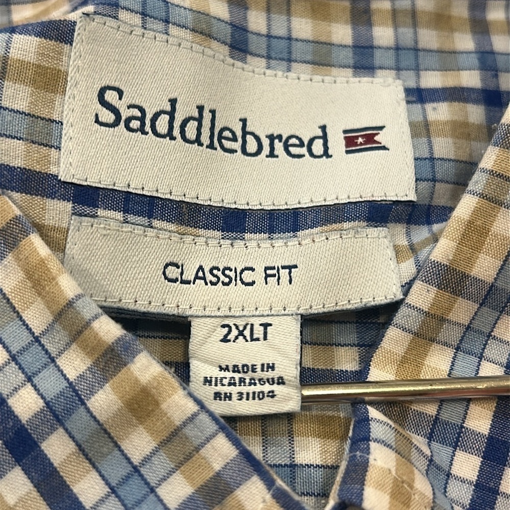 Saddlebred Blue and White Plaid Button-Down Shirt - Picture 8 of 10